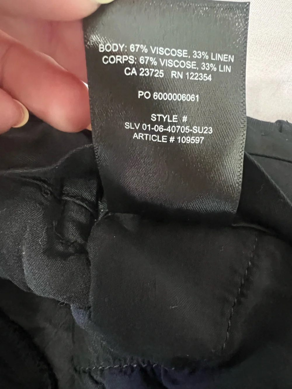 Aritzia Babaton Agency Linen Cropped Straight Leg Pants Black NWOT Size 0
